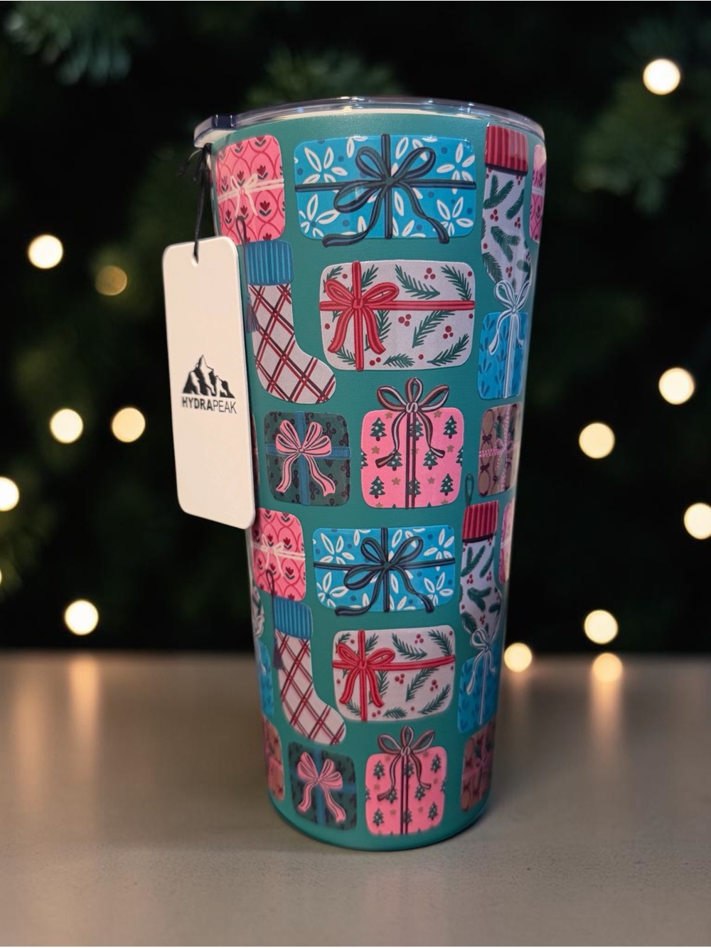 Hydrapeak 24oz Holiday Tumbler Teal Christmas Gifts Stockings NWT